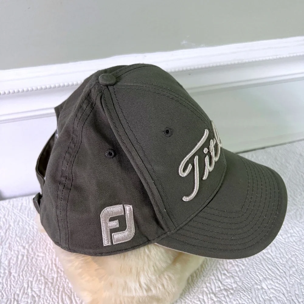 Titleist Golf Hat OSFM Mens Adjustable New Era FJ Logo Olive Green Baseball Cap